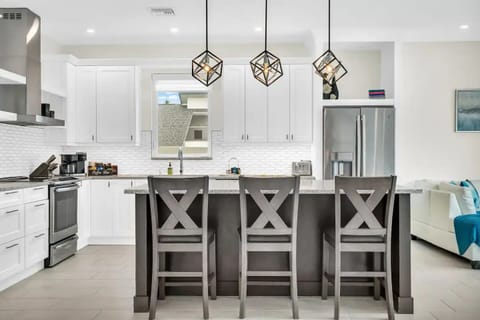 Coffee maker, utensils. toaster, blender, pots and pans, baking sheet etc