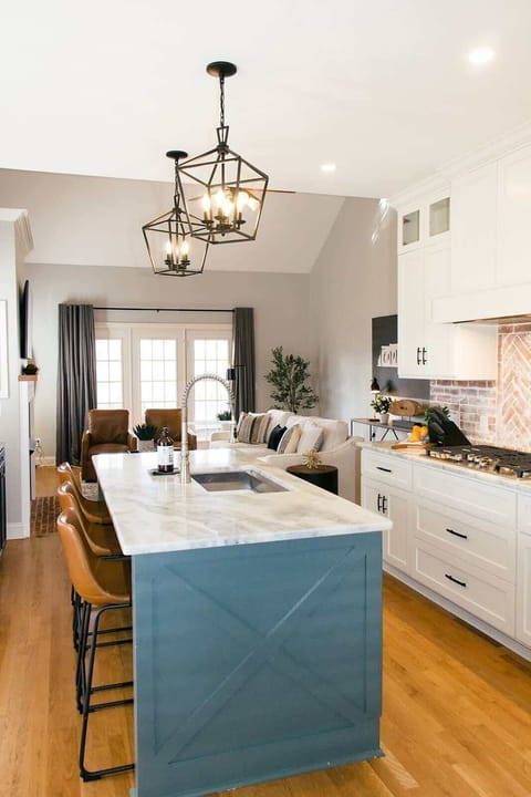 Start your day with coffee at the island counter while breakfast comes together.