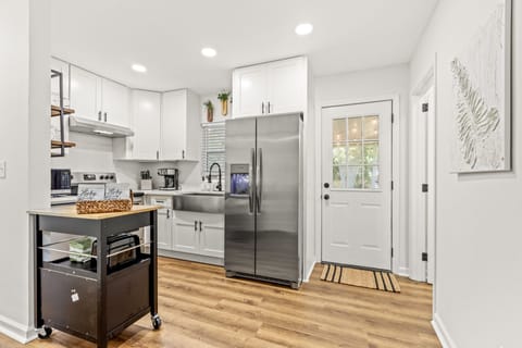 Fully stocked kitchen where you can enjoy Tallahassee favorite Lucky Goat Coffee