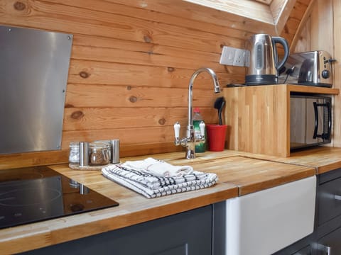 Intimate dining area and kitchen | Selker View - Moorside Glamping Pods, Corney, near Millom