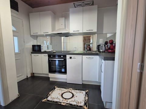 As you enter the apartment you'll enter the kitchen. Well-equipped kitchen.