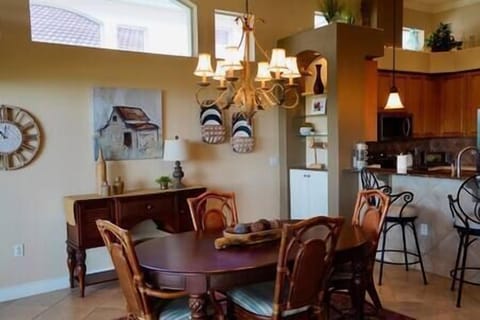 Dining room looking towards the kitchen/bar eating area.