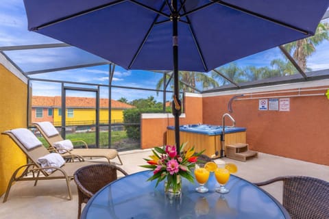 Private Patio area with Hot Tub and lounge seating