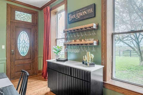 The manorâs bourbon bar nook is fully stocked with plenty of glassware and bar accessories â just bring your favorite bottle and enjoy the view.