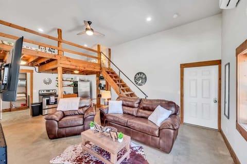 Roomy open-plan design blending the kitchen and living space.