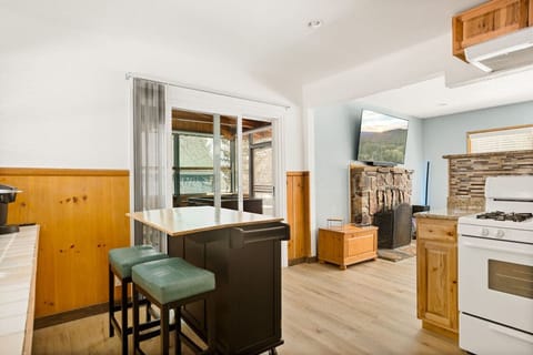 Seating for two at the kitchen island.