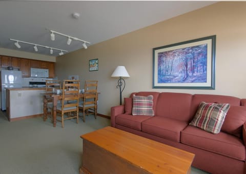 The sleeper sofa has sleeping capacity for two additional people.