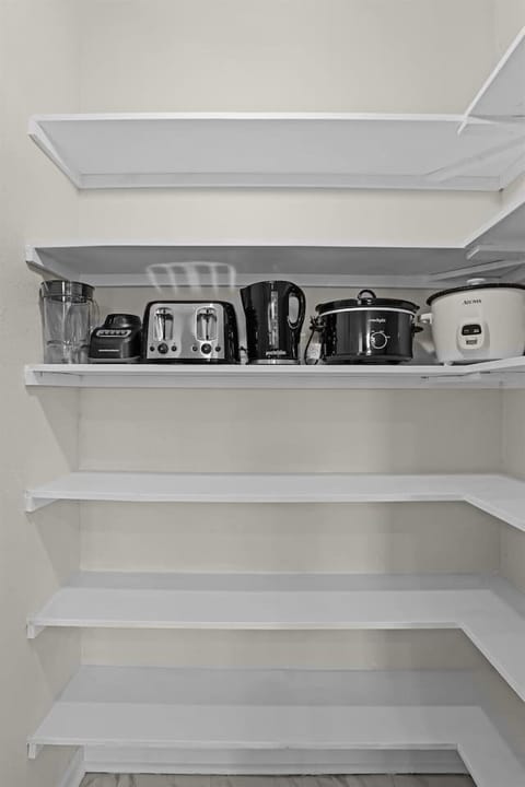 Complete kitchen utensils and appliances for your meal preparation.