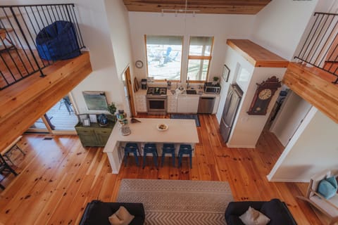 View of open concept kitchen and living room.