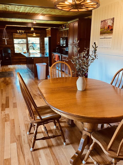 The dining area is located just off of the kitchen 