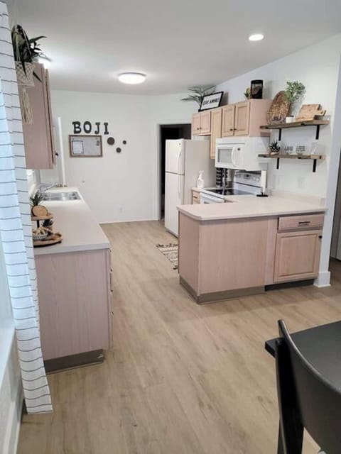 A full kitchen is available. Kitchen is ready for baking or cooking. Patio is just out the back door with grill. Washer and Dryer are just off the kitchen also. 