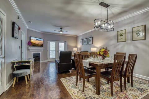 Gather around for hearty meals and laughter in this stylishly designed space!