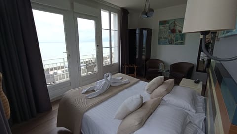 Premier Double Room, Sea View, Oceanfront | Premium bedding, blackout drapes, soundproofing, iron/ironing board