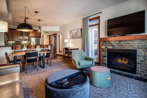 Cozy fireplace in living area