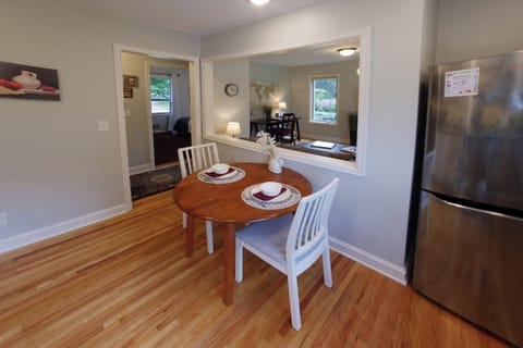 View of living room & bedroom from kitchen.