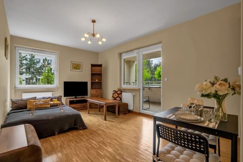 Main Living Area with a Smart TV- Book Now with RENTUJEMY.COM