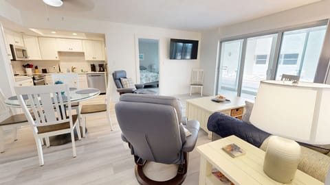 Living Room combined with dining area right off the kitchen.