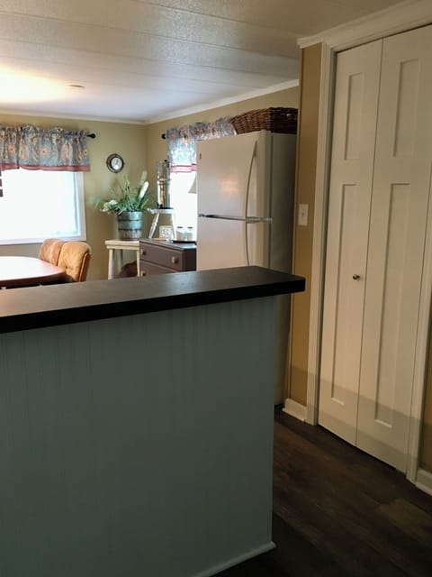 Roomy kitchen is open to the living room.