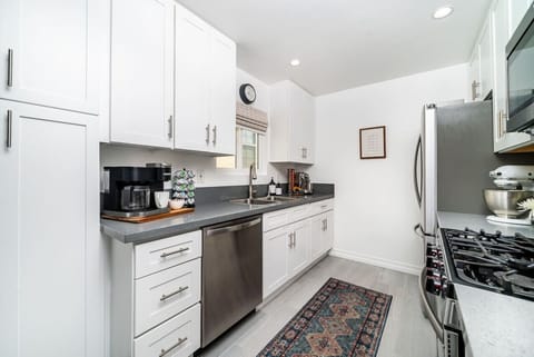 Whip up beachside delights in the modern, fully-equipped kitchen