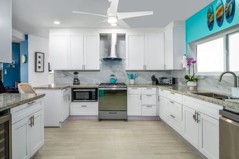 The spacious, modern kitchen (lower level).