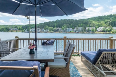 Come on out and relax here at Lake Arrowhead.  This is the upper deck above the private dock.