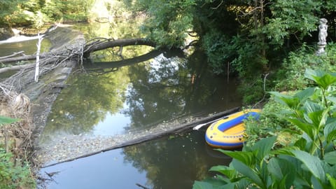 Dingy in the lake viewed from the living room.