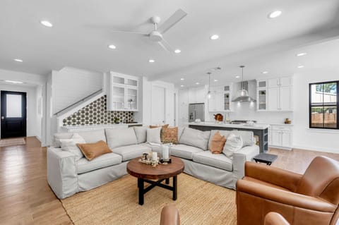 Large sectional and two comfy chairs for your gathering