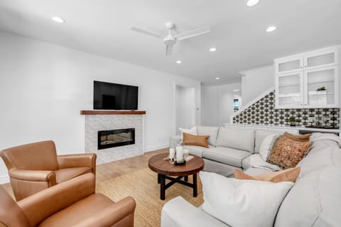 Flat screen TV and decorative fire place