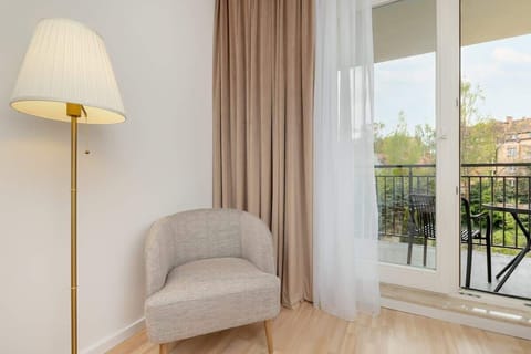 Living room with a space for remote work