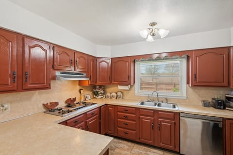 Indoors, Kitchen, Cooktop, Lamp, Sink