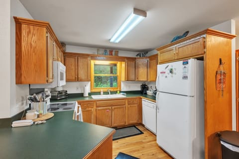 Indoors, Kitchen, Refrigerator, Hardwood, Sink
