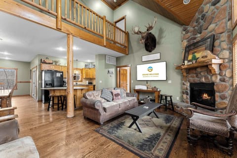 Cabin, Multiple Beds, Balcony, Mountain View (Royal Moose Lodge) | Living area | 65-inch flat-screen TV with digital channels
