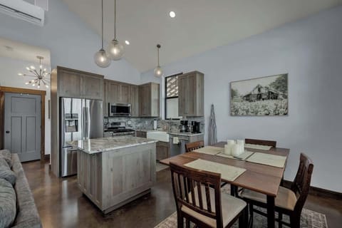 Seating for two at the dining table.