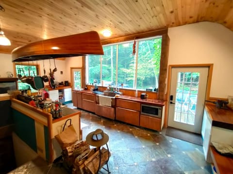 Kitchen with door to deck