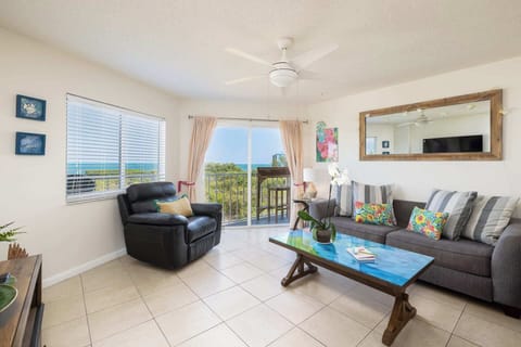 Living room with ocean and marina view