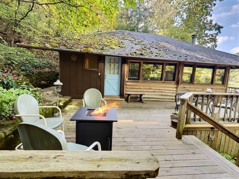 Fire table and a view of the lake!