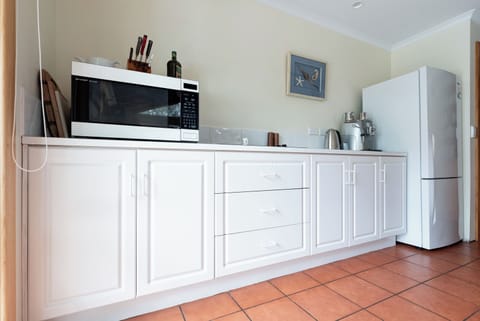 Microwave, fridge, kettle