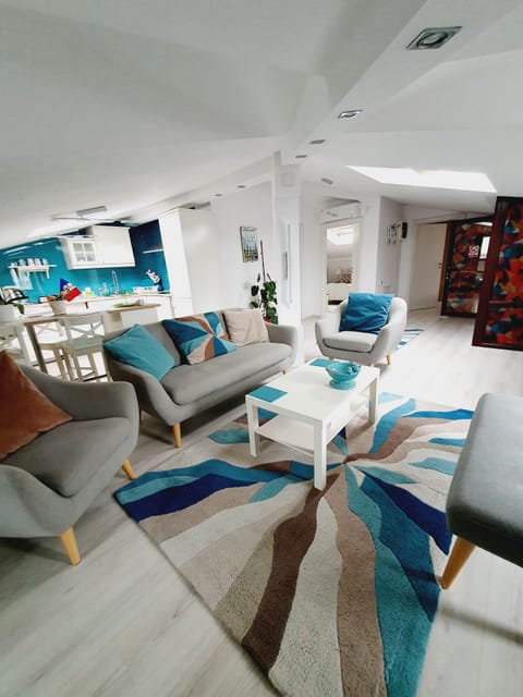 Living room.Open space with kitchen