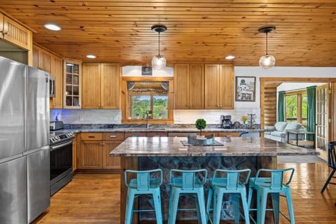 Extra seating is available at the island