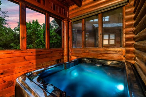 What hot tub dreams are made of.  Enclosed hot tub area surrounded by the beauty of the Smokies.