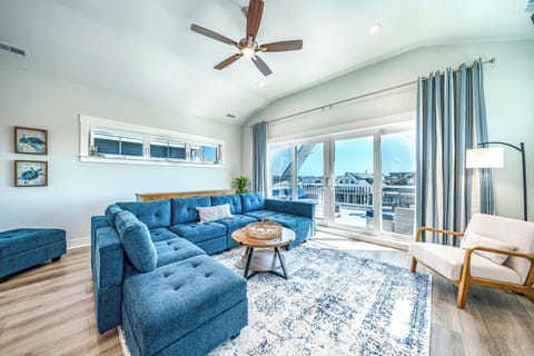 Bright living room area with large windows