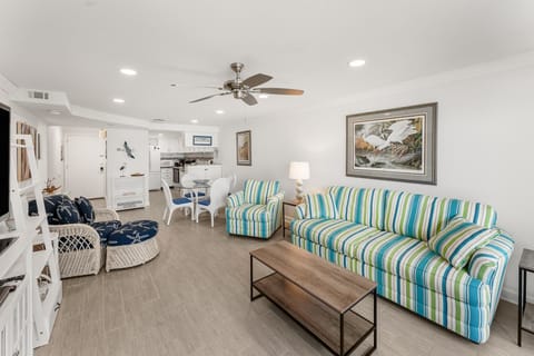 The great room is spacious and comfortable.