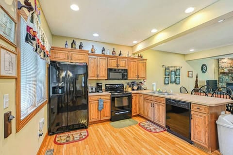 Kitchen with the basics and microwave, airfryer, coffee maker, mixer, blender and more.