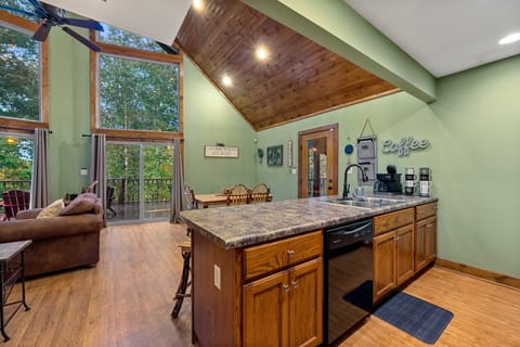 Open floor plan - kitchen, dining and living room