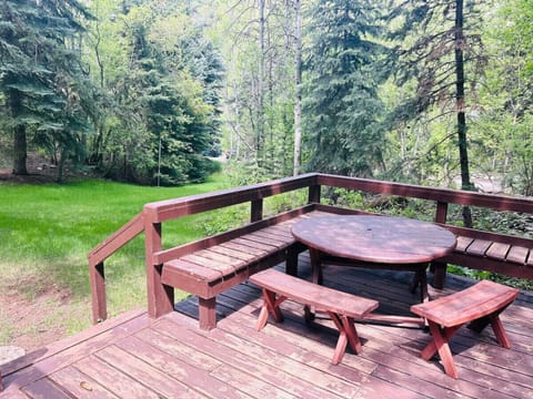 Redwood deck with seating