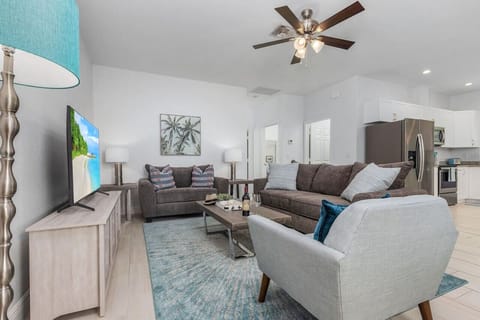 Comfortable living area with queen size pull out sofa bed. Smart TV with access to most popular streaming apps.