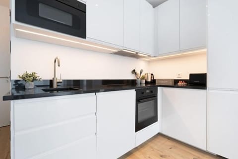 Penthouse, City View | Private kitchen | Fridge, microwave, oven, stovetop