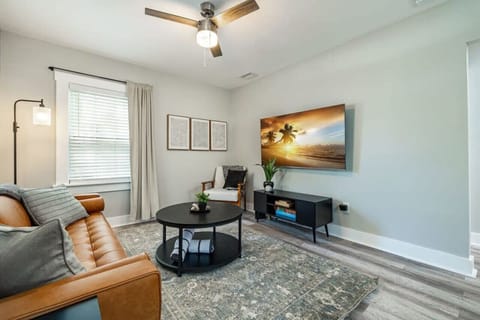 Unwind with your favorite show after a day of exploring—this cozy space is made for relaxation.