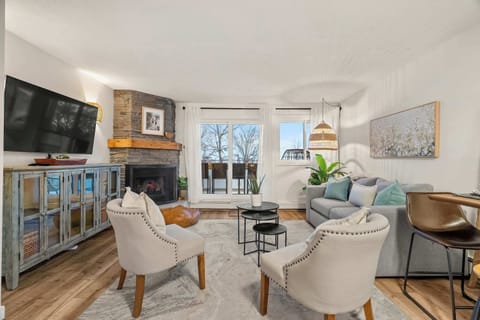 Open-concept living space with smart TV
