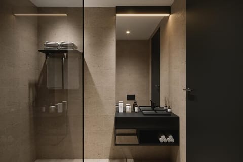 Separate tub and shower, hair dryer, towels, soap